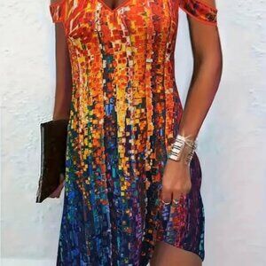 Ladies size 3X Cold shoulder colorblock dress